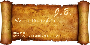 Jóri Belizár névjegykártya